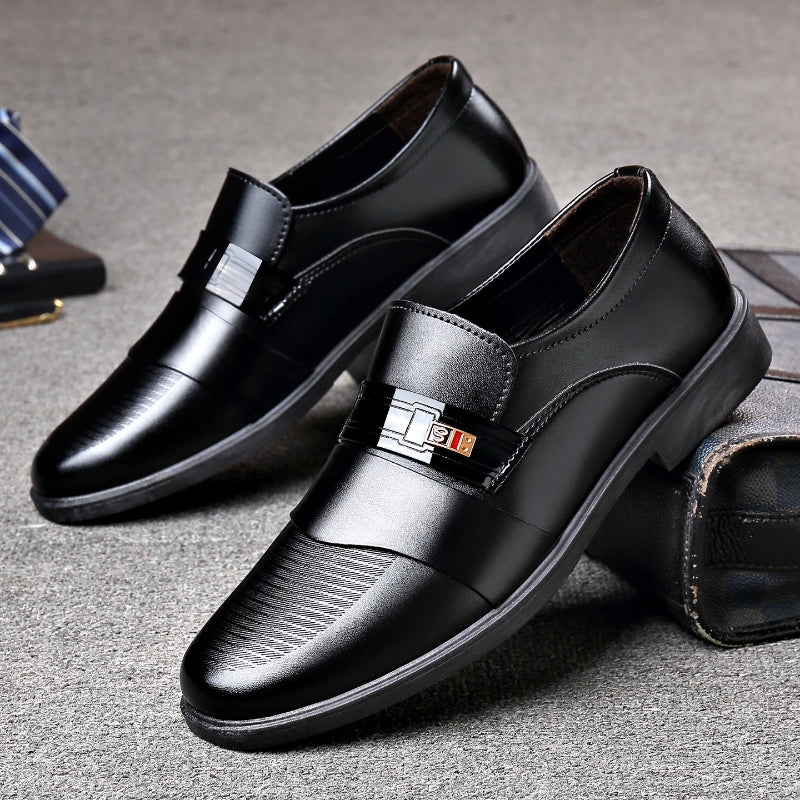 Men's Black PU Loafers British Style Slip-On Dress Shoes
