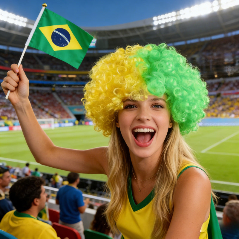 Football Cheerleading Wigs in Team Colors, Voluminous & Secure Fit