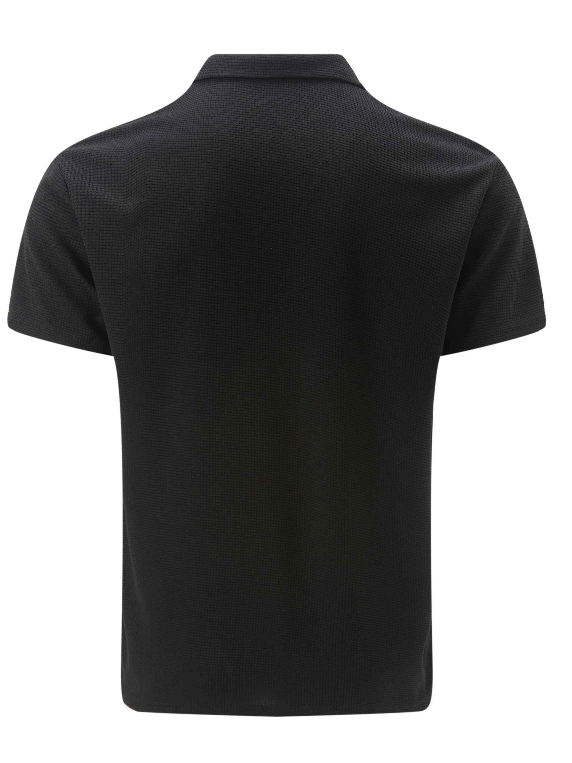 Men's Solid Short Sleeve Zipper Shirt, Casual Male Shirt For Summer Outdoor, Gift For Men - ayq