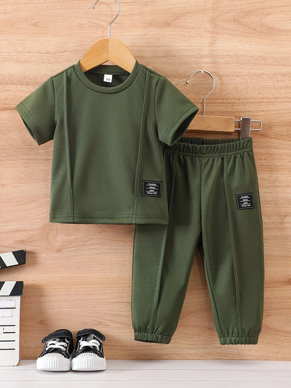 Summer Boys' Casual T-Shirt & Pants Set 0-3 Years Polyester