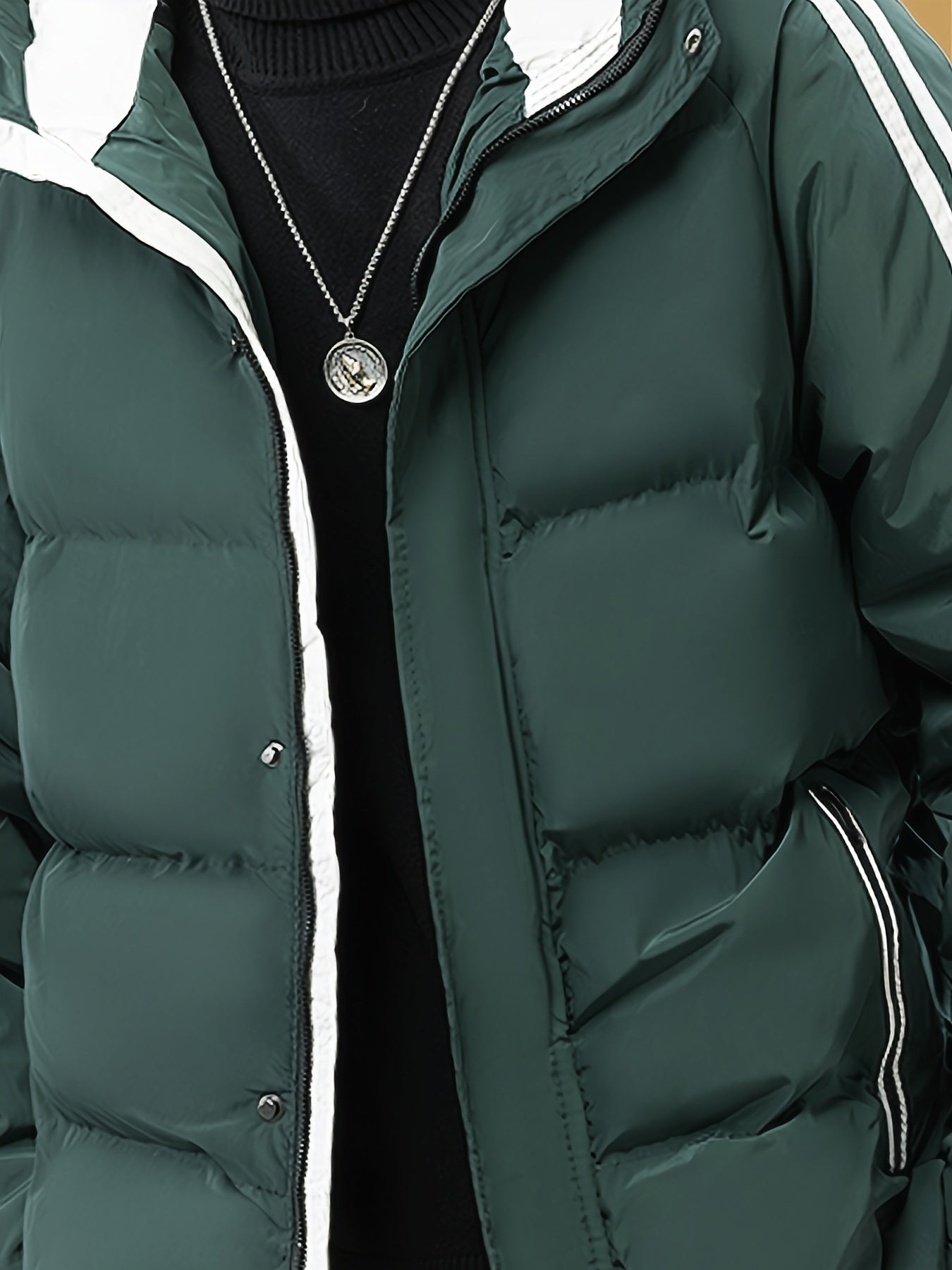 Men's Heavyweight Winter Coat - Hooded Jacket with Full-Zipper Closure, Insulated Outer Shell for Extreme Cold, Front Pockets - Dark Grey/White color, Hand Washable - Ideal for Everyday & Formal Cold Weather Outfits by OceanM