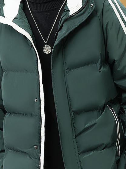 Men's Heavyweight Winter Coat - Hooded Jacket with Full-Zipper Closure, Insulated Outer Shell for Extreme Cold, Front Pockets - Dark Grey/White color, Hand Washable - Ideal for Everyday & Formal Cold Weather Outfits by OceanM