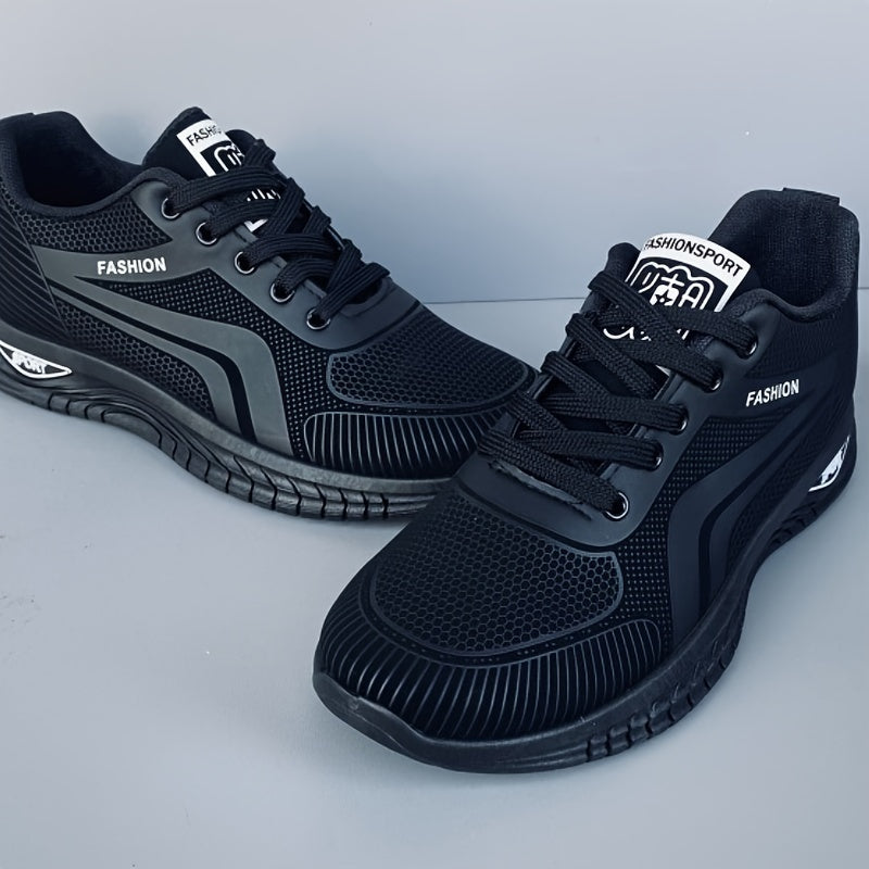 Men's Trendy Striped Running Shoes Lace Up Breathable Low Top For Outdoor Walking Jogging Casual Activities All Seasons