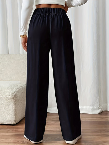 Elegant Women's Straight-Leg Office Pants in Solid Polyester