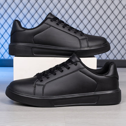 Men'S Casual Athletic Sneakers, Solid Color Low Top Lace-Up Skate Shoes with Round Toe, All-Season Fabric Inner & MD Sole, Universal Fit