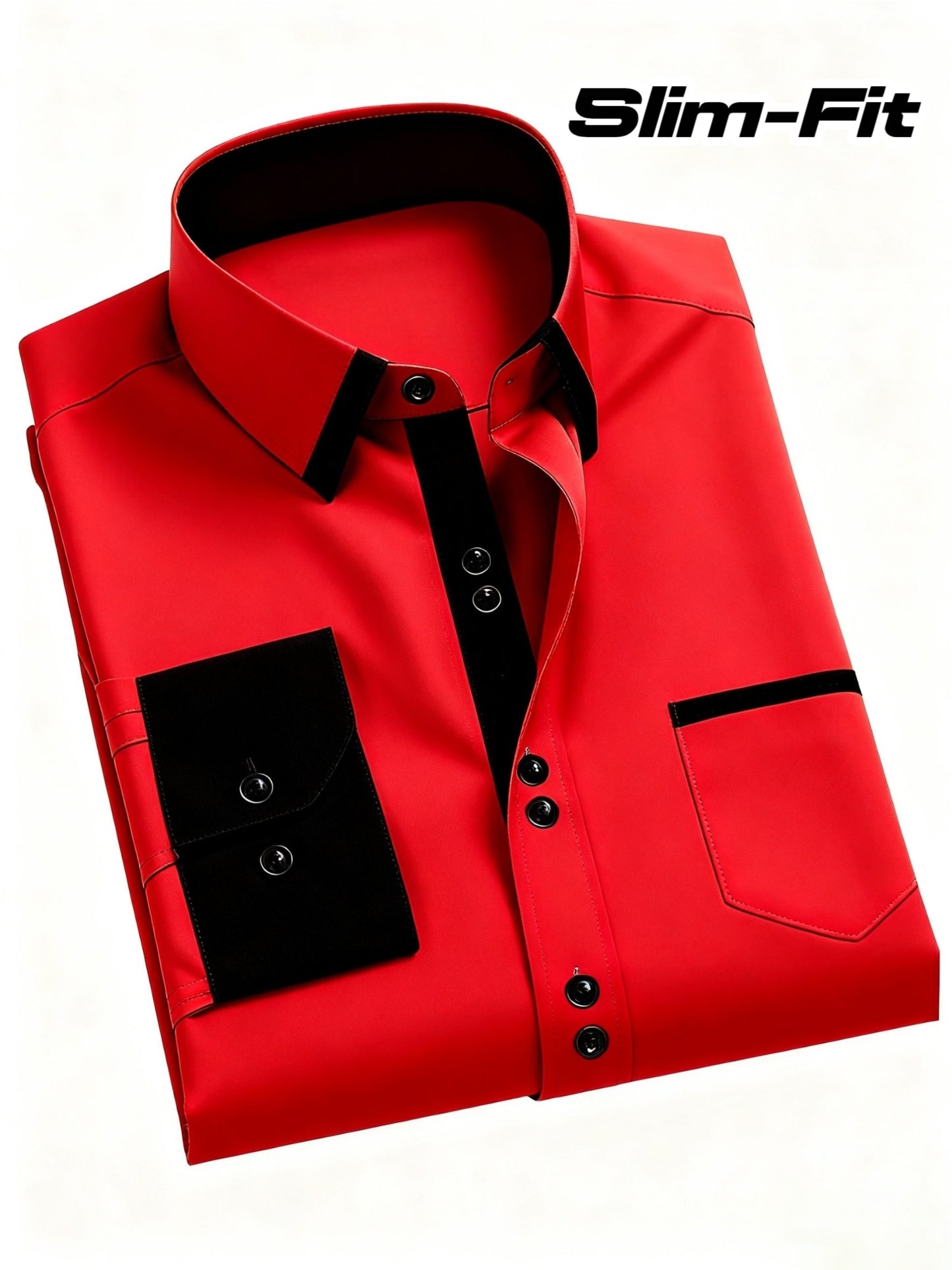 Men's Slim-Fit Wrinkle-Resistant Business Dress Shirt - Classic Collar & Contrast White/Black/Tan/Gray/Navy - Tailored Office Wedding Suit Jacket Coat, Machine Washable All-Season Formal Wear