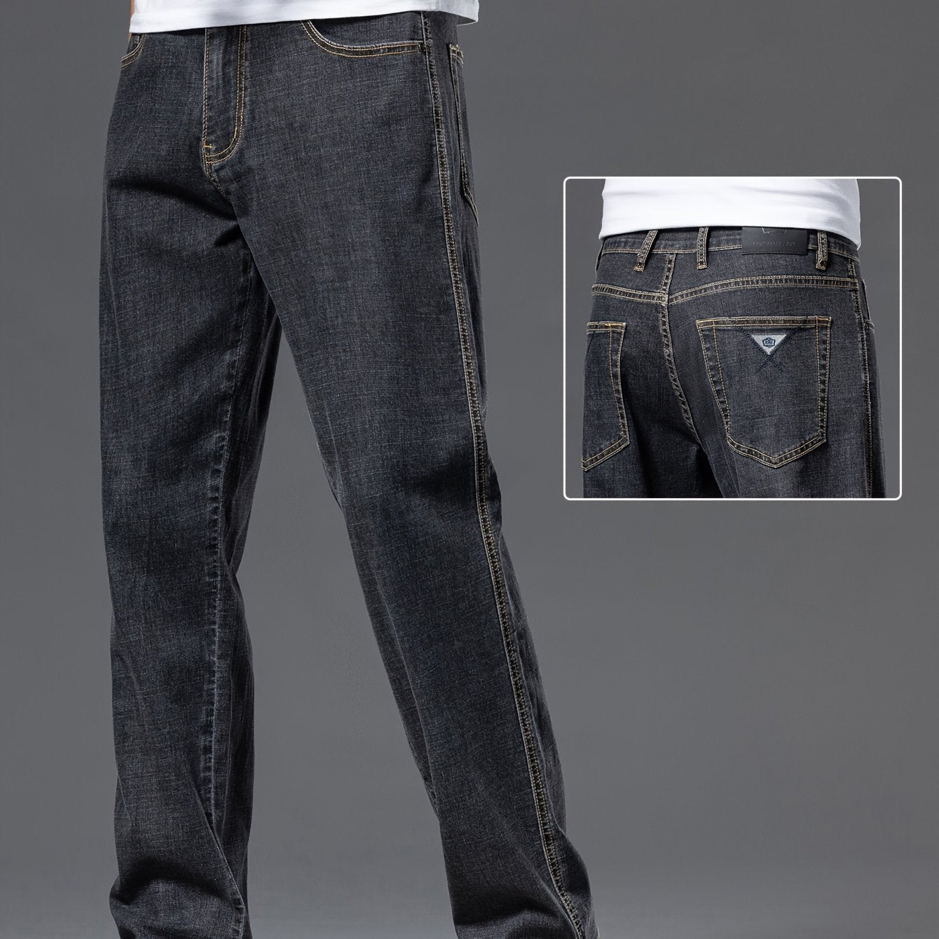 Geng Yuanshi High-End Summer Men's Jeans New Trend Fashion Straight-Leg Light Business Stretch Denim Pants