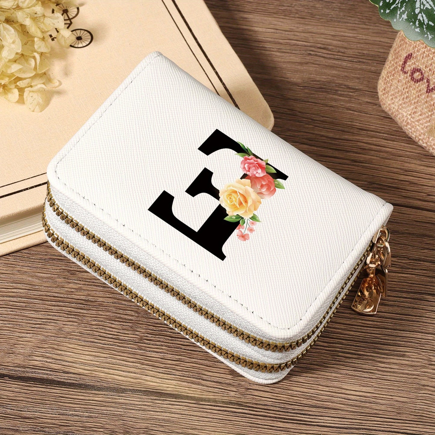 Women's Lightweight Wallet - Compact Zipper Purse with Multiple Card Slots & Coin Pocket, Elegant Monogram Initials, Secure Closure for Everyday, Travel, Gift - Women's Credit Card Organizer, Everyday Carry Purse, Stylish Ini