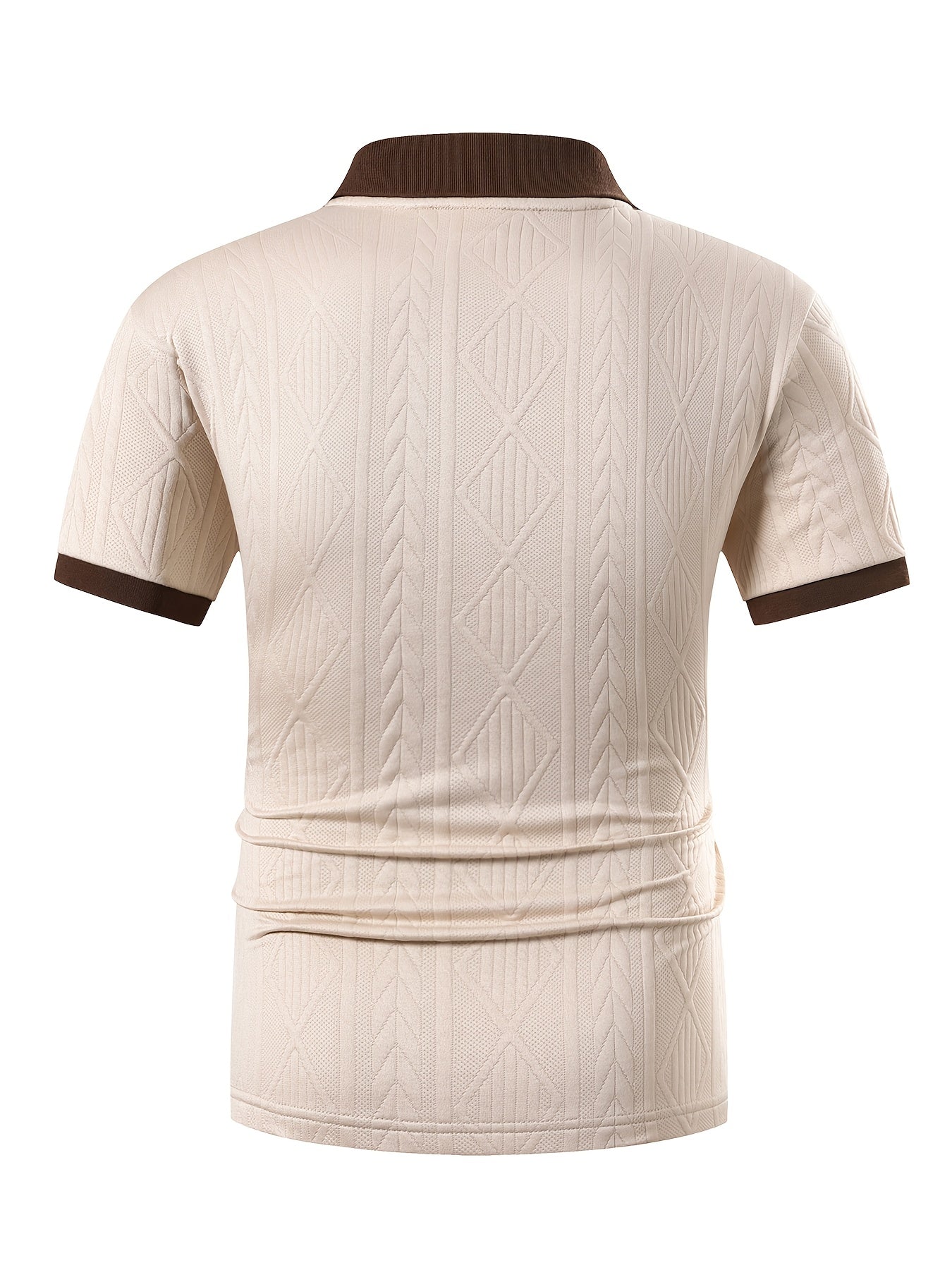 Men's Casual Polo Shirt with Breathable Jacquard Fabric