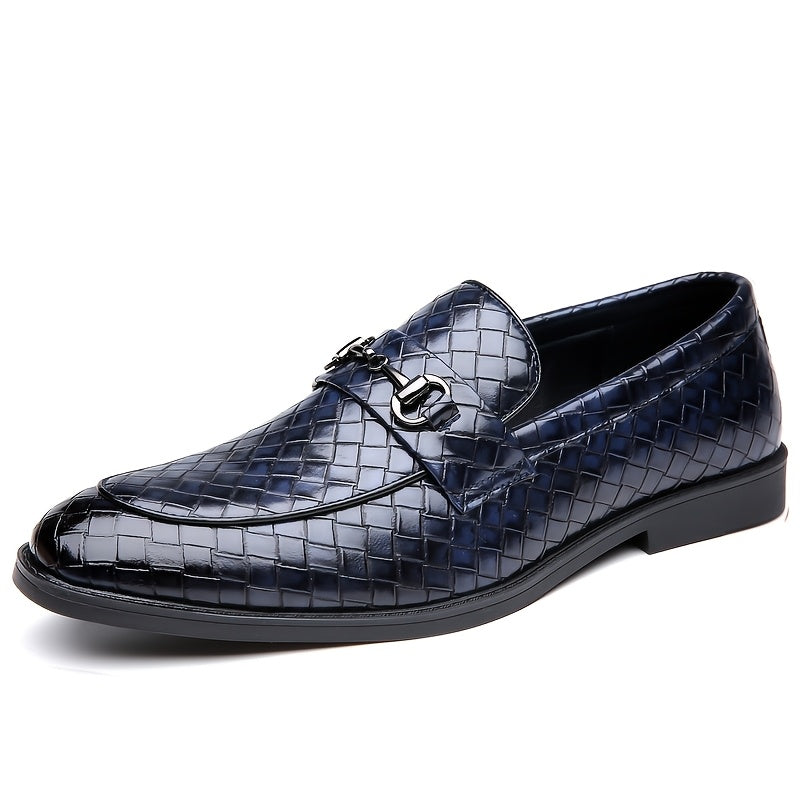 Men's Casual Business Shoes with Checkered Pattern, Slip-On Style
