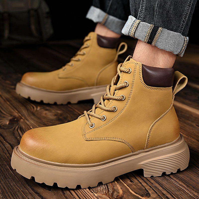 Men's All-Season Mustard Short Lace-Up Riding Boots