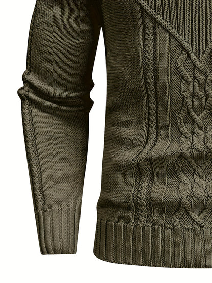 Men'S Casual Winter High Neck Turtleneck Sweater | Black Solid Color, Medium Stretch Fabric, Regular Fit, Hand Wash Only, Sleek Knitwear, Long Sleeve, Rib-Knit Detail