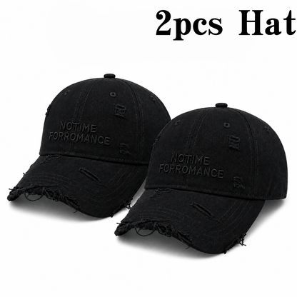 Unisex Embroidered Washed Cotton Baseball Cap with Wide Brim