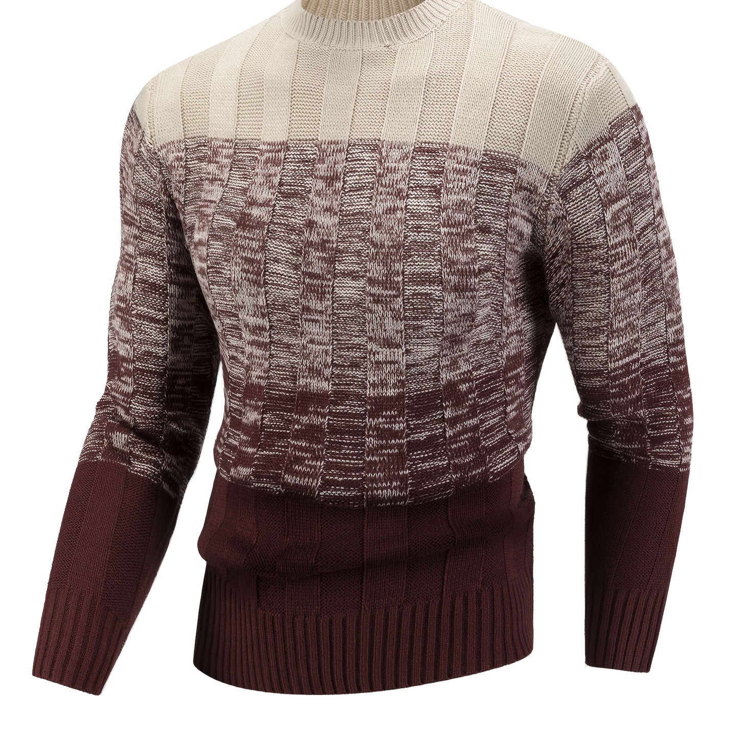 Տղամարդու սվիտեր կլոր վզով, աշնանային և ձմեռային հաստ դիզայնով, բարդ նախշերով, հակապատկեր շերտերով և առօրյա ռետրո ոճով՝ սովորական չափսերով, տրիկոտաժե