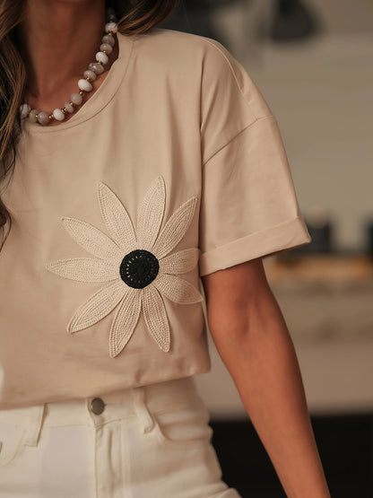 Elegant And Stylish Black Floral T-Shirt