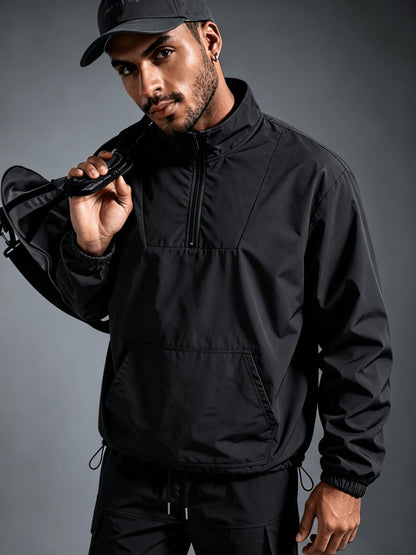 Men's Windproof Nylon Athletic Tracksuit Set with Cargo Pants