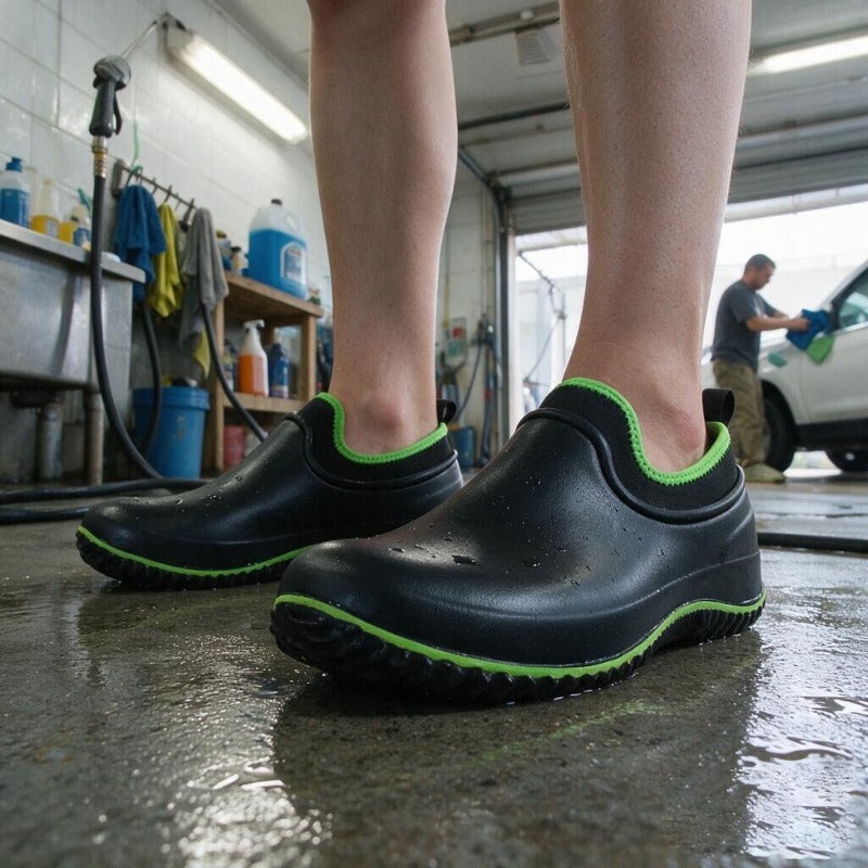 Men's Lightweight PU Rain Boots Slip-On Outdoor Shoes