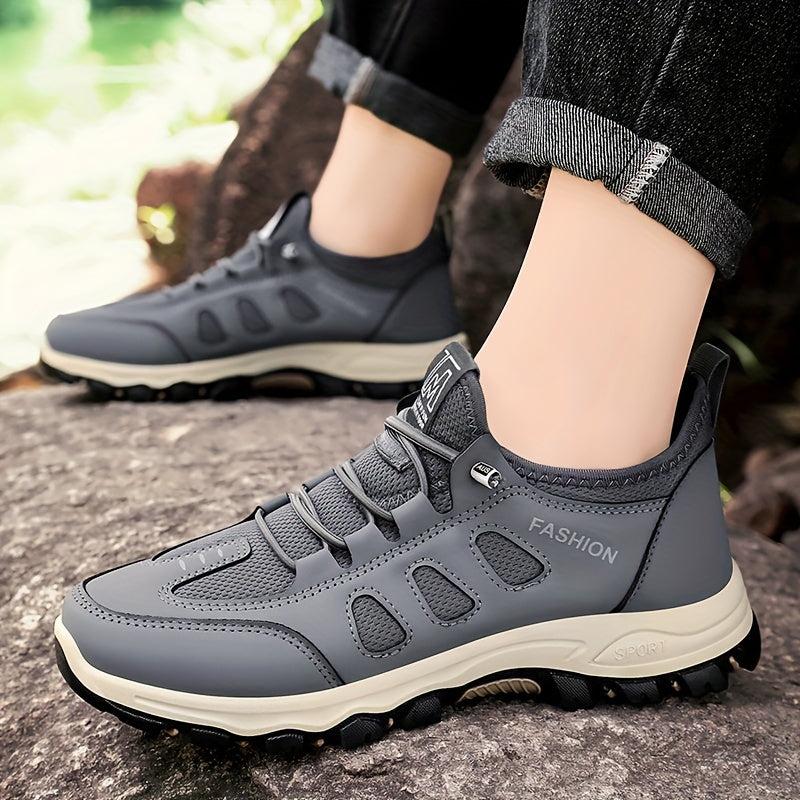 Men's New Season Running Footwear - Casual Athletic Sneakers, Brown with White Accents, Comfortable Soft Sole