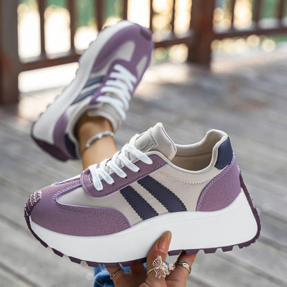 Women's Casual Low-Top Platform Sneakers with PVC Sole