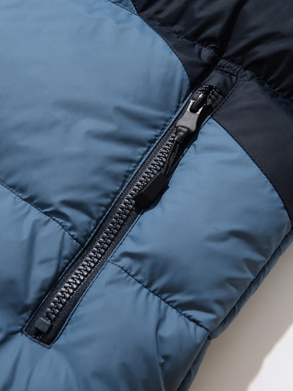 Men's Insulated Winter Jacket with Removable Hood & Thickened Lining - Dark Green/Black Color-Block Design, Zippered Pockets, Full-Zip Closure, Polyester Shell & Insulation for Casual Outdoor & Casual Attire - Cold Weather Co