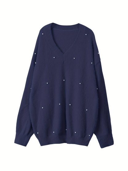 Մեծ չափս - Կանացի հարմարավետ դեղին V-ձև օձիքով սվիտեր՝ մարգարիտ կոճակներով և բրդյա եզրերով թևքերով - Ասիմետրիկ եզր, երկրաչափական նախշ, առօրյա ձմեռային սվիտեր առօրյա հագուստի համար, Ձմեռային հագուստ | V-ձև օձիքով սվիտեր | Մարգարիտ կոճակների մանրամասներ, Sw