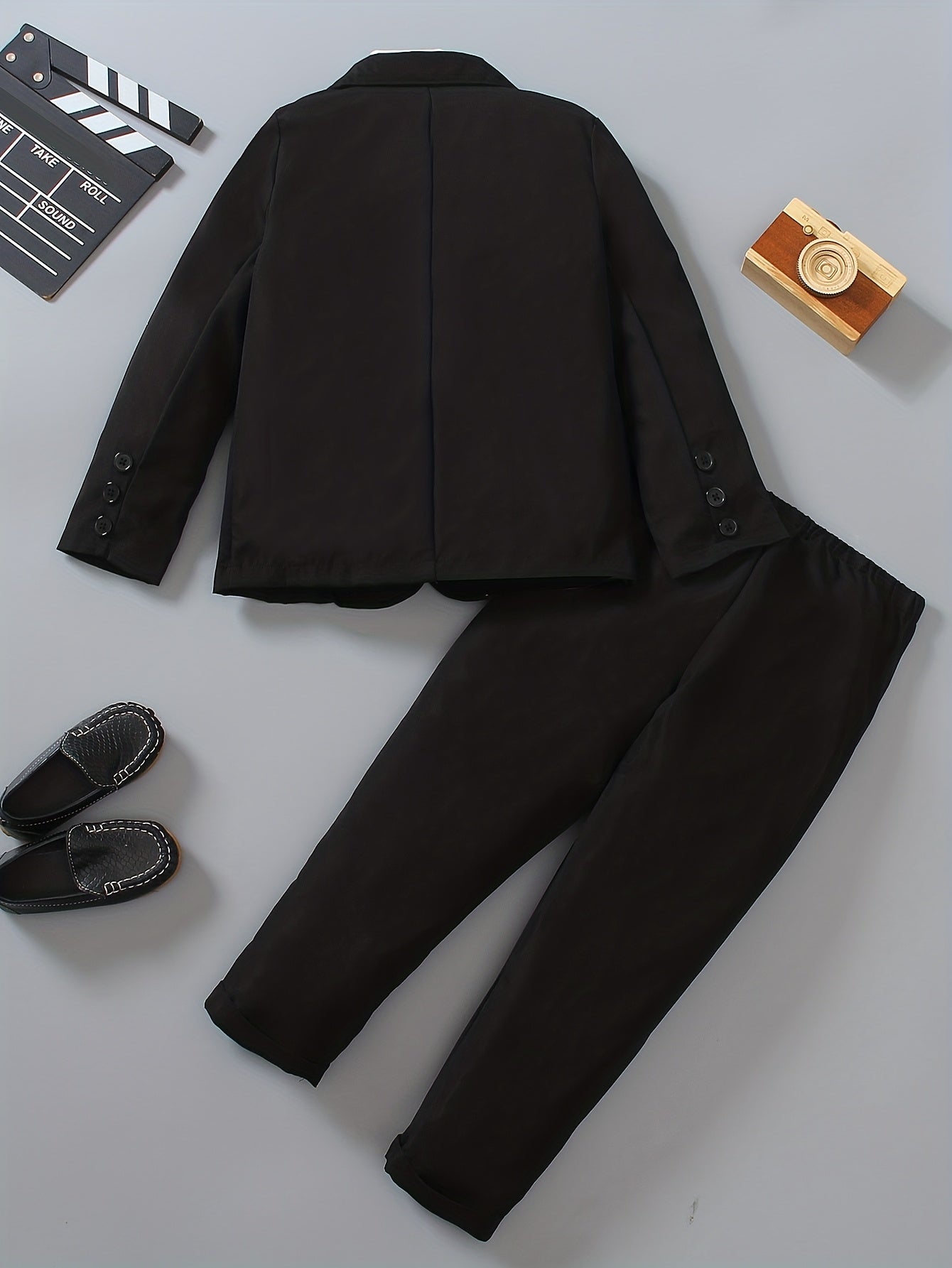 Boys' Solid Color Casual Suit Set for Spring and Autumn
