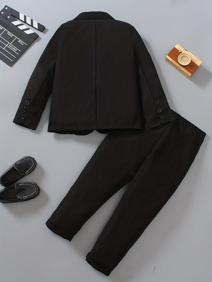 Boys' Solid Color Casual Suit Set for Spring and Autumn