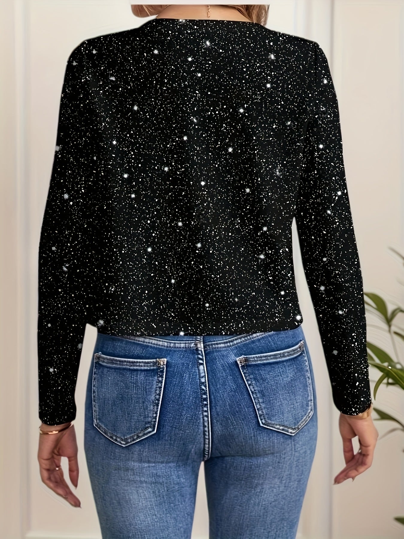 Starry Sky Printed Casual Jacket, Women'S Long-Sleeve Open-Front Casual Coat