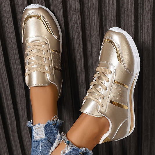 Everyday Elegance, Chic Women's Sneakers - Lightweight, Casual Lace-Up Shoes with Soft EVA Sole, Versatile White - Perfect for All Seasons
