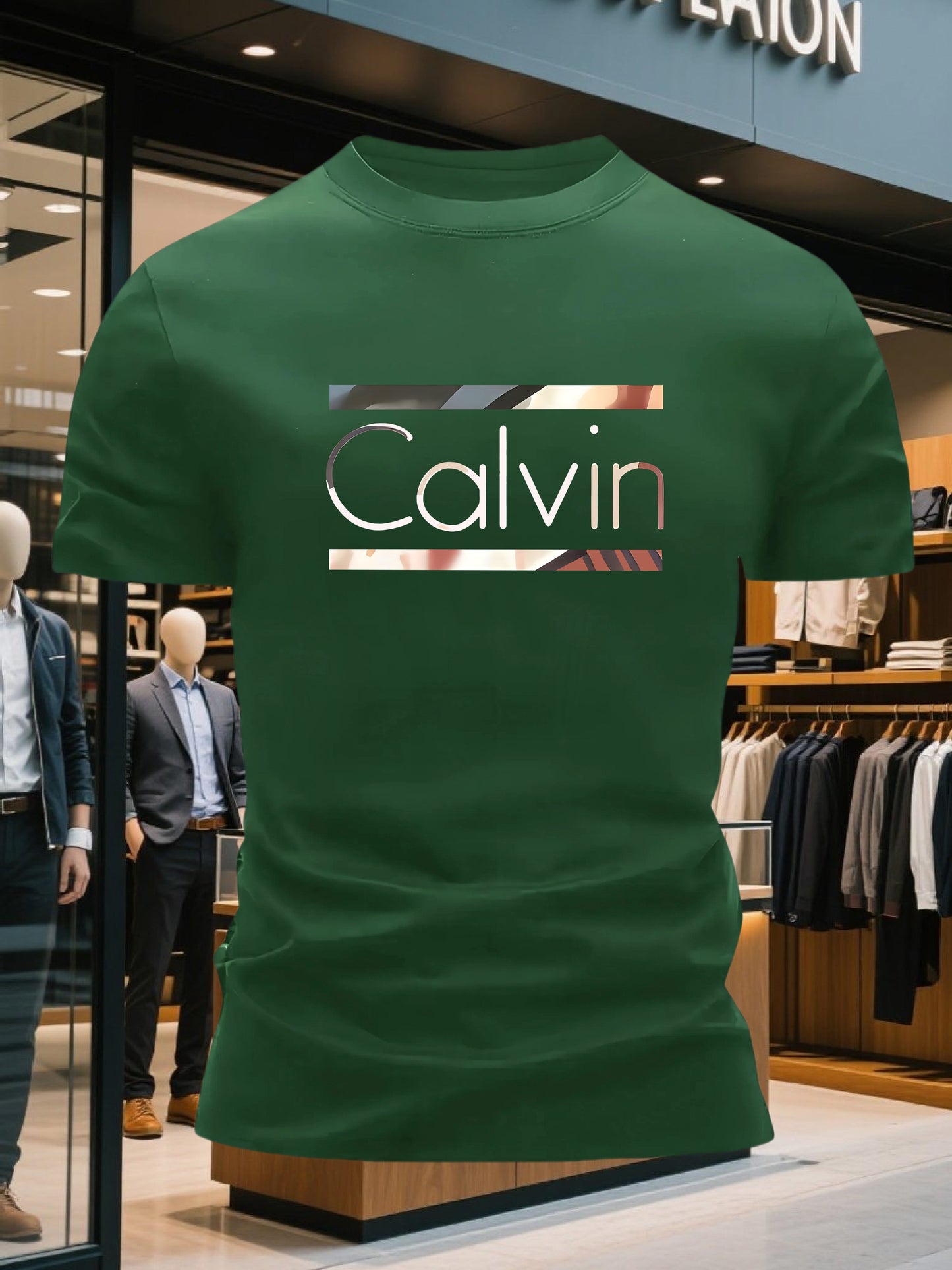 Men'S Bright Pink CALVI Graphic T-Shirt - Soft Breathable 100% Cotton Crewneck Tee, Everyday Casual Shirt for Office, Outings  Gym - Minimalist Modern Top, Comfortable Clothing, Stylish Letter Print, Durable Fabric, Short Sl