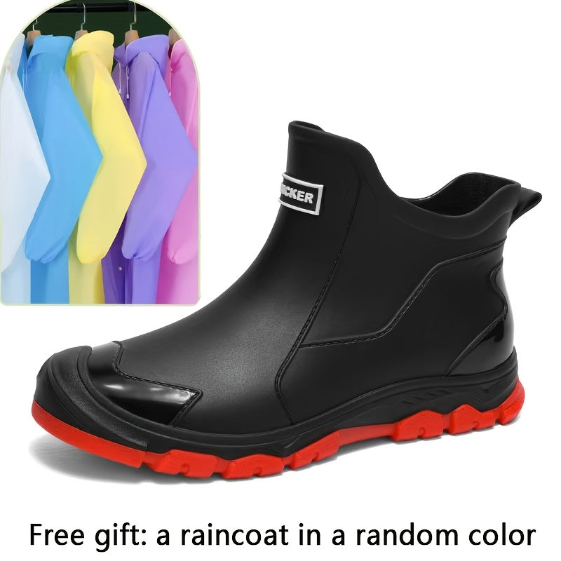 Men's Outdoor Waterproof PU Rain Boots with Rubber Sole