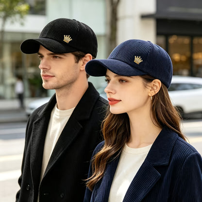 Unisex Retro Corduroy Baseball Cap with Adjustable Snapback