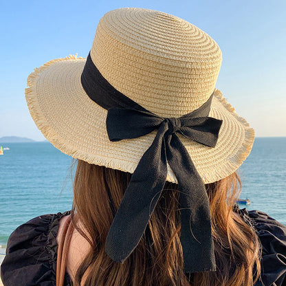 Women's Linen Wide Brim Butterfly Beach Sun Hat for Summer