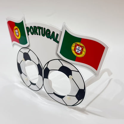 Soccer Fan Party Glasses Plastic Frame Red & Green Fun