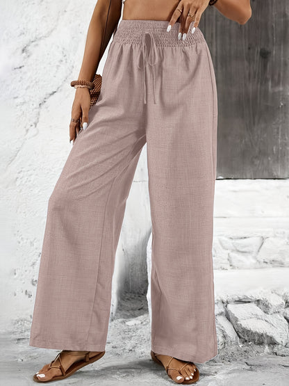 Elegant Solid Color Twisted Knot Straight-Leg Pants