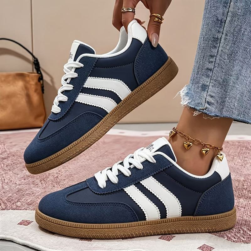 Women's Retro Low-Top Lace-Up Sneakers with TPR Sole
