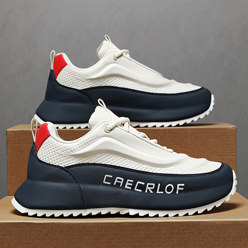 Men's Casual Lace-Up Basketball Shoes, Classic White and Blue Contrast Sneakers, Offering a Breathable, Lightweight, and Comfortable Feel with Shock Absorption and Wear Resistance. Suitable for All-season Casual and Daily Spo - ayq