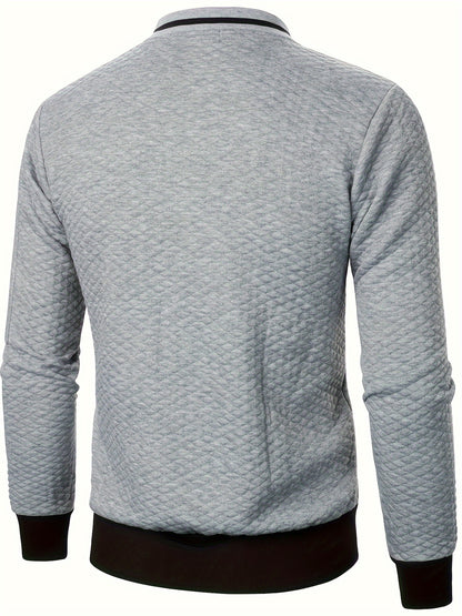 Men's Casual Full Zip Bomber Jacket, Warm Comfy Blouson Jacket For Autumn And Winter Outdoor Activity