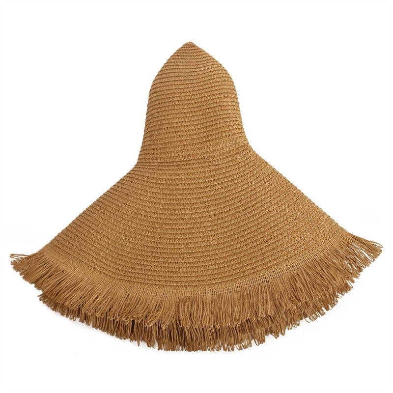 Women's Wide-Brim Straw Sun Hat Lightweight Foldable Beach Hat
