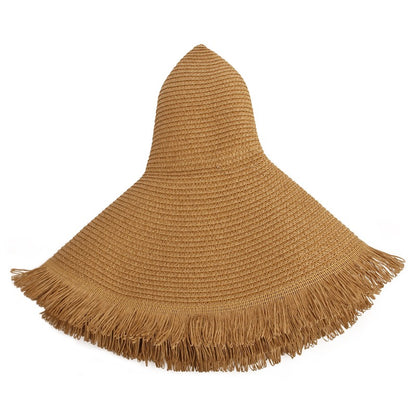 Women's Wide-Brim Straw Sun Hat Lightweight Foldable Beach Hat