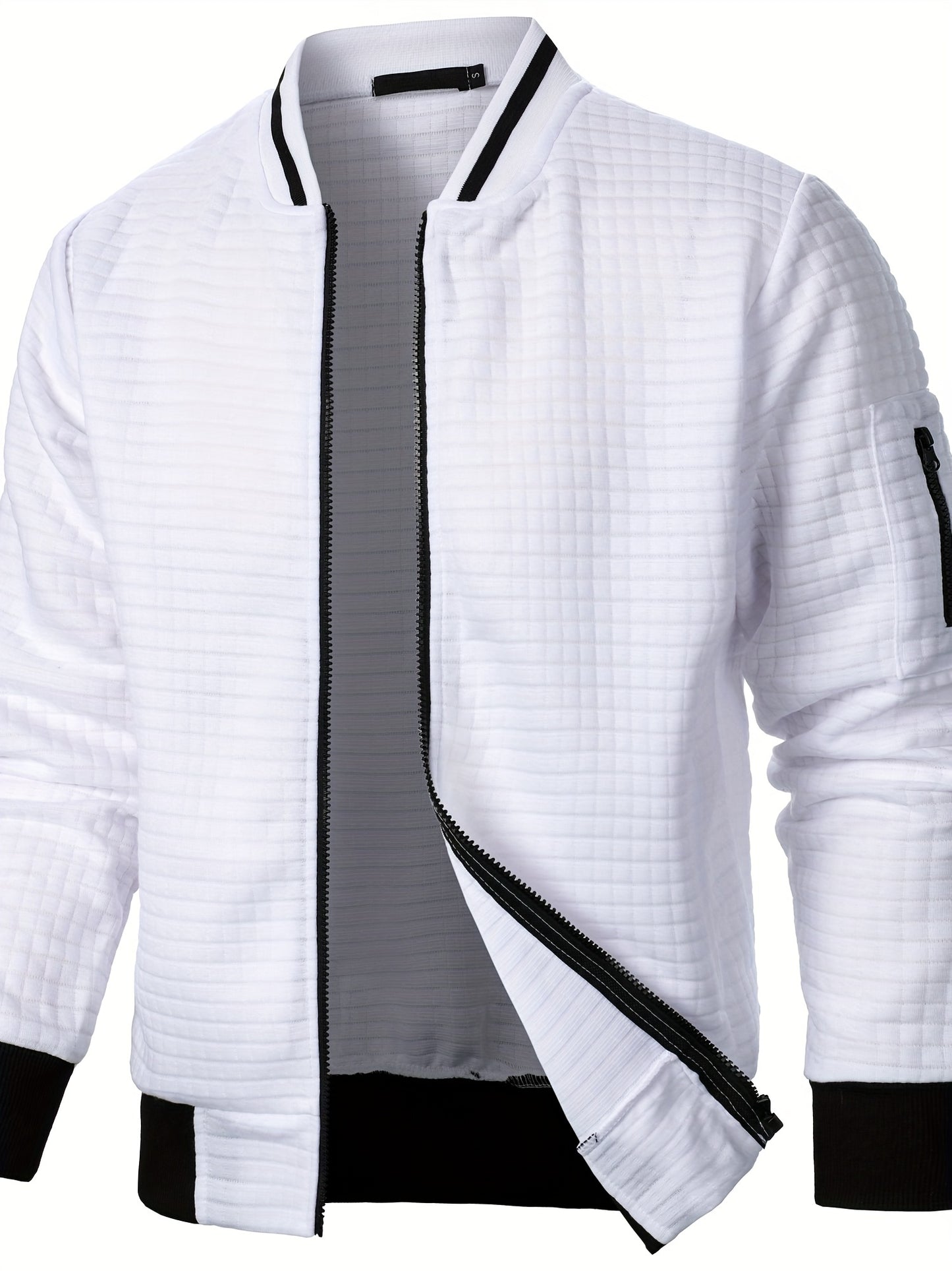 Men'S Zip-Up Jacket - Full-Zip Front Closure, Stand Collar, Lightweight Outerwear for Office, Casual & Formal Events - Spring/Fall Transitional Clothing - Easy-Care Modern Men'S Coat, Zip Up Jacket, Autumn Layering, Sleek Des