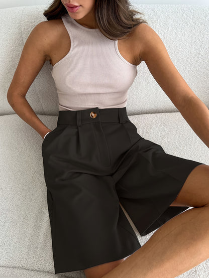 Loose-Fit Straight-Leg Casual Summer Shorts with Belt
