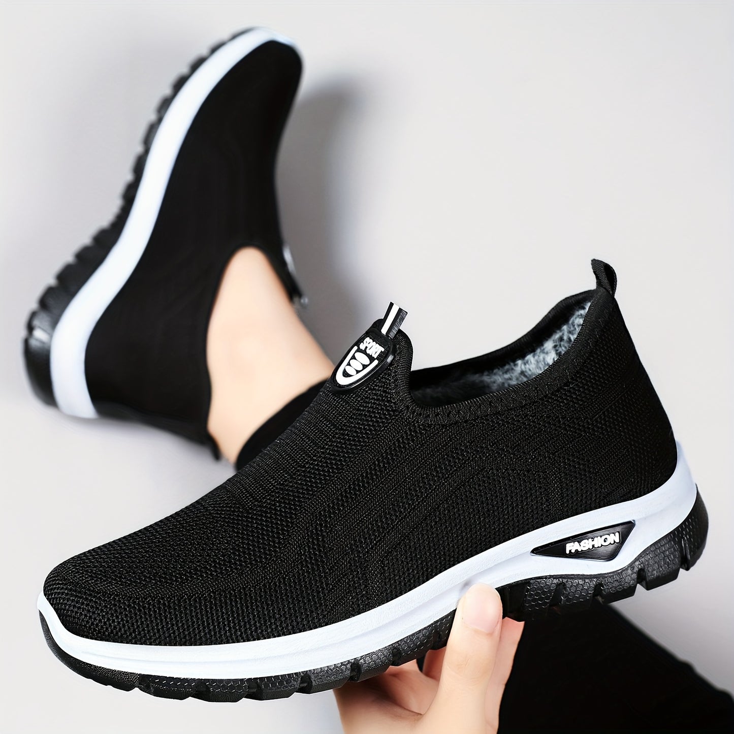 Կանացի մեծ չափսերի, բրդյա երեսպատումով տաք ձմեռային կոշիկներ, բազմակողմանի, հաստացված, փափուկ ներբանով, պարզ կոշիկներ