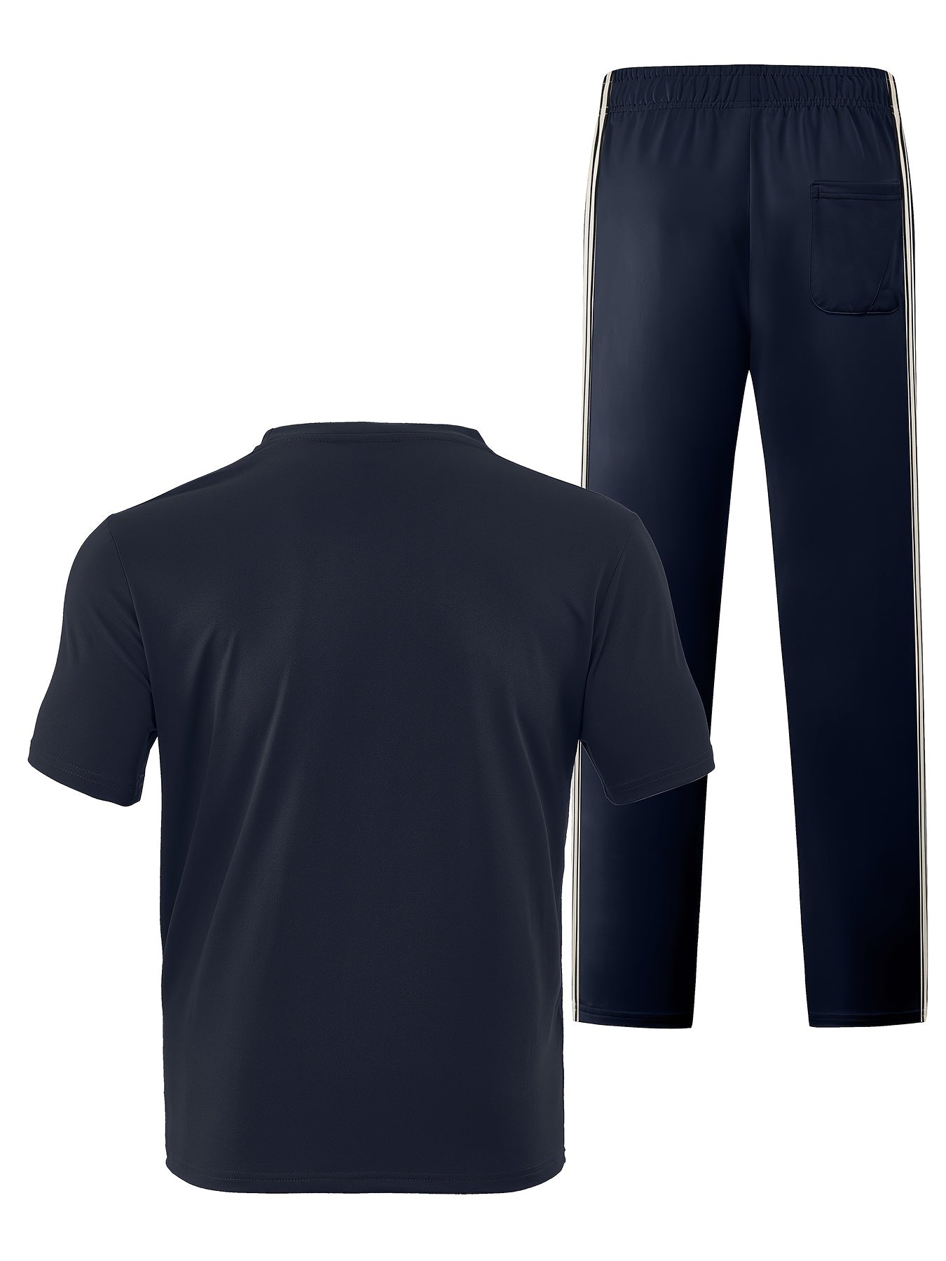 Men's Summer Quick-Dry Tracksuit Set with Striped Tee & Sweatpants