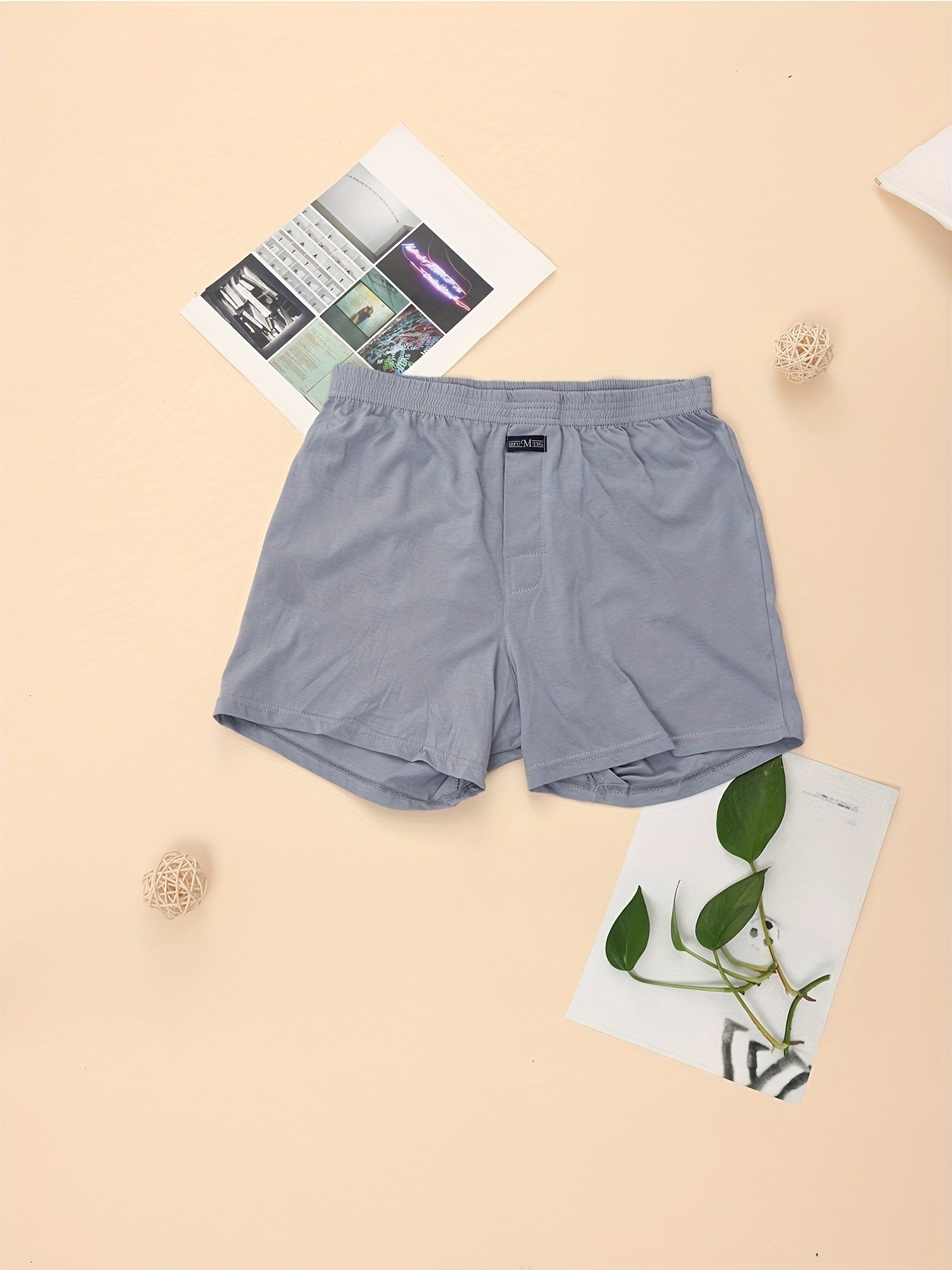 Men's High-Waist Cotton Boxer Briefs with Button Detail