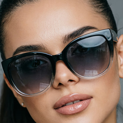 Trendy Cat-Eye Sunglasses for Women with Oversized Gradient Frame
