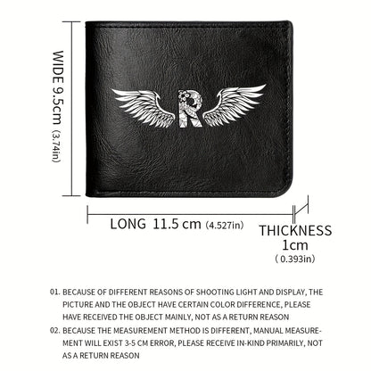 Wing Letter Print Faux Leather Wallet - Casual Fold Design with Credit Card Slots and Coin Purse, Perfect Valentine's Day Gift