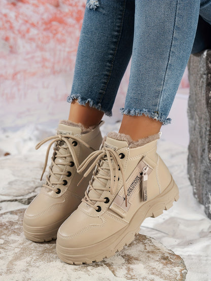 Կանացի ձմեռային ձնագնացքներ - Տաք երեսպատված, չսահող, բարձրակրունկ արտաքին ցանկացած առիթի համար կոշիկներ, ռիբավորված մեղմացնող ներդիրով, սև, իդեալական են ցուրտ եղանակի համար, ձմեռային կոշիկներ | Ոճային ձմեռային կոշիկներ | Դիմացկուն կոշիկներ