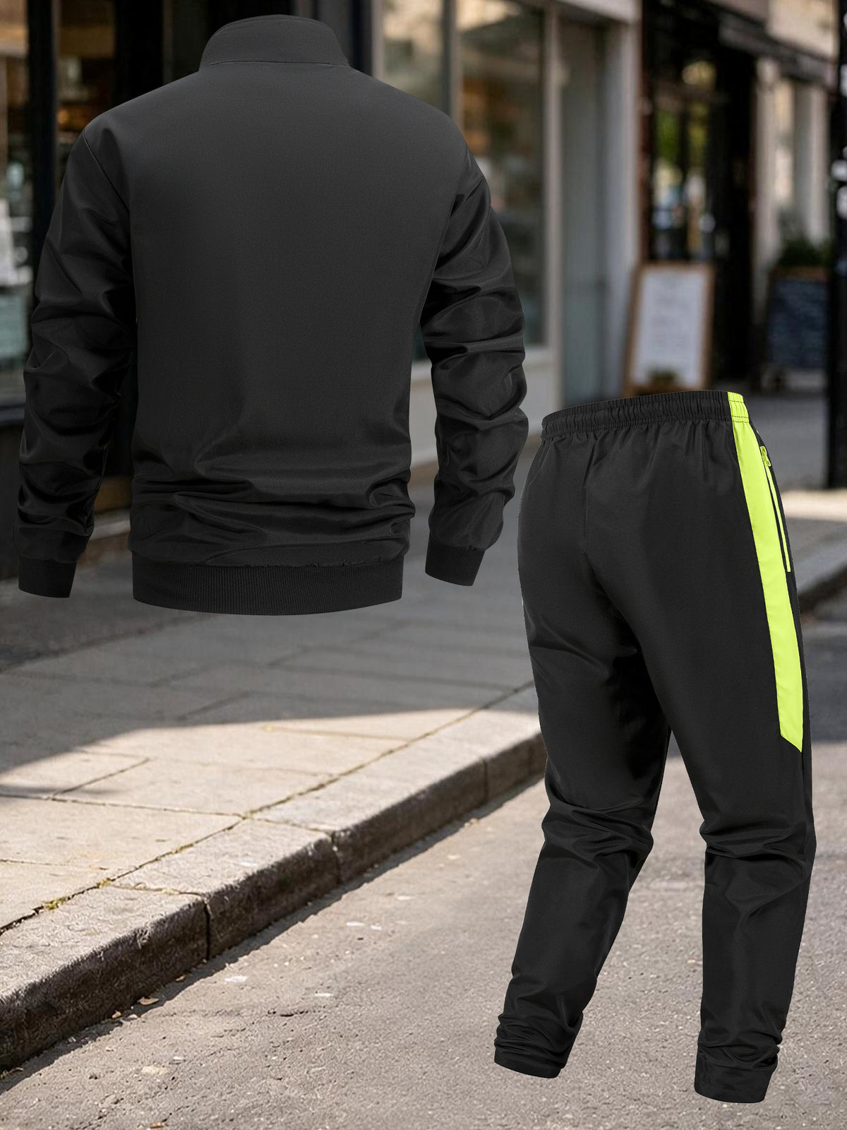 Men's Spring/Fall Stand Collar Zipper Tracksuit Set