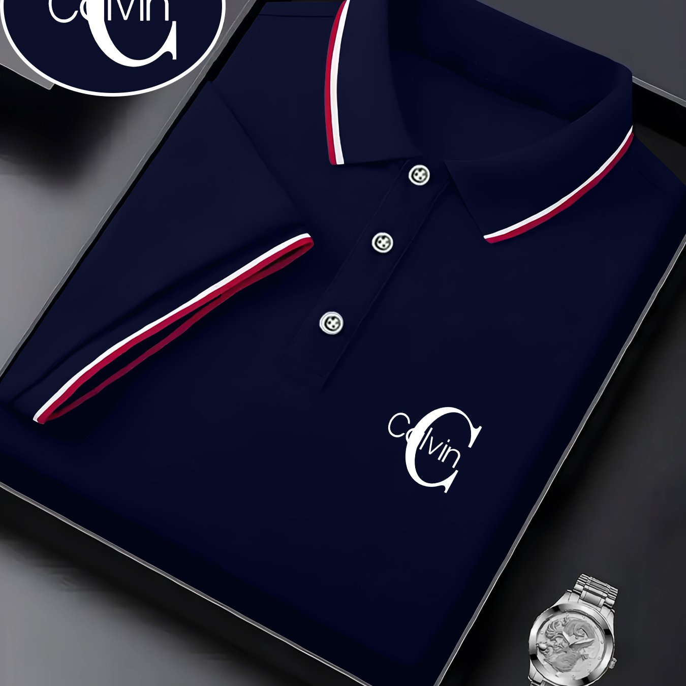 Men's Fashion Collared Shirt Calvin Print, Summer Suitable for Sports and Casual Outings - ayq